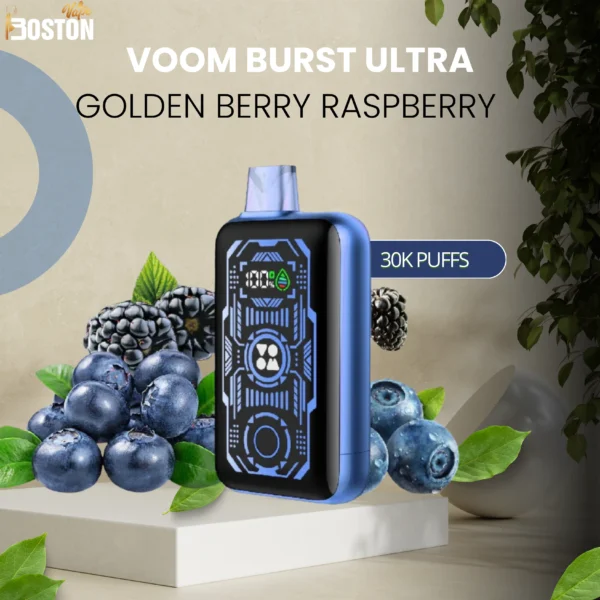 Voom Burst Ultra Golden Berry Raspberry 30k Puffs Vape