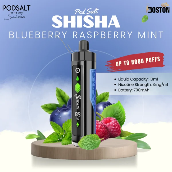 Pod Salt shisha 8k puffs - Blueberry Raspberry Mint