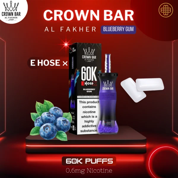Al Fakher Crown Bar 60K Puffs Blueberry Gum