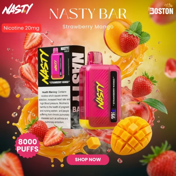 Nasty bar Strawberry Mango 8000 Puffs Disposable Vape